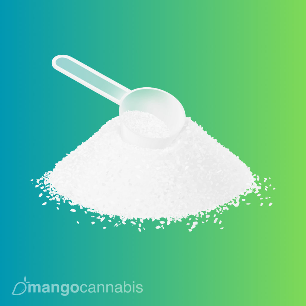 White THC powder with a scool